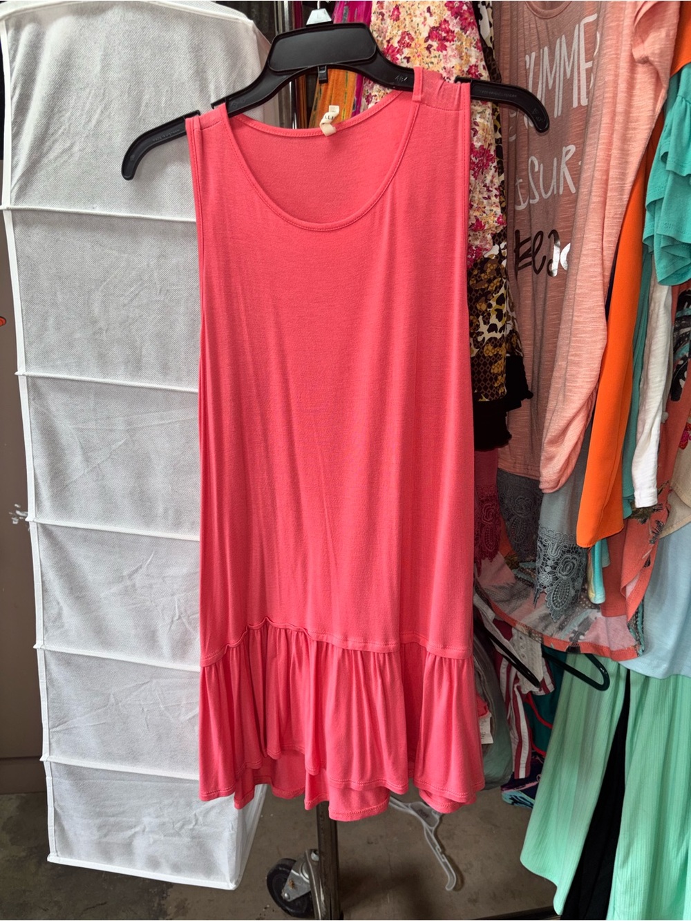 NWOT boutique Coral Pink Ruffle Tunic